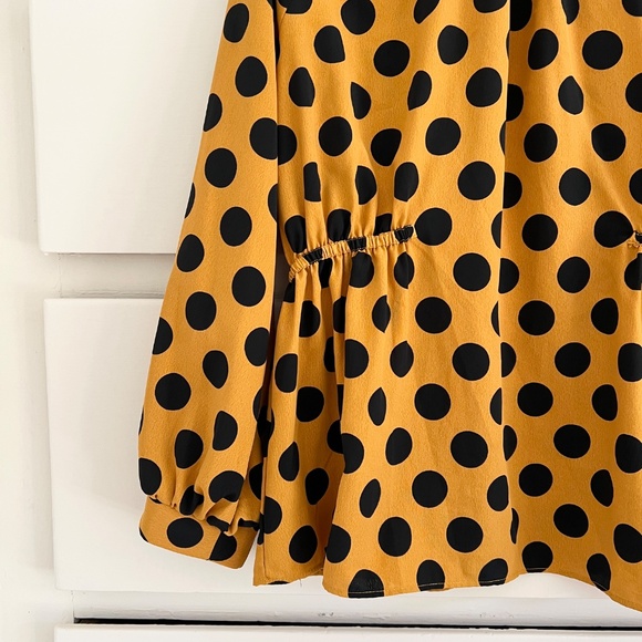 Zara Polka Dot Blouse Yellow Black Size Medium - Picture 6 of 9